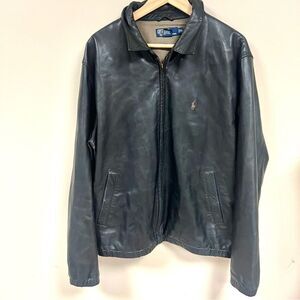 Ralph Lauren vintage black leather bomber jacket XL